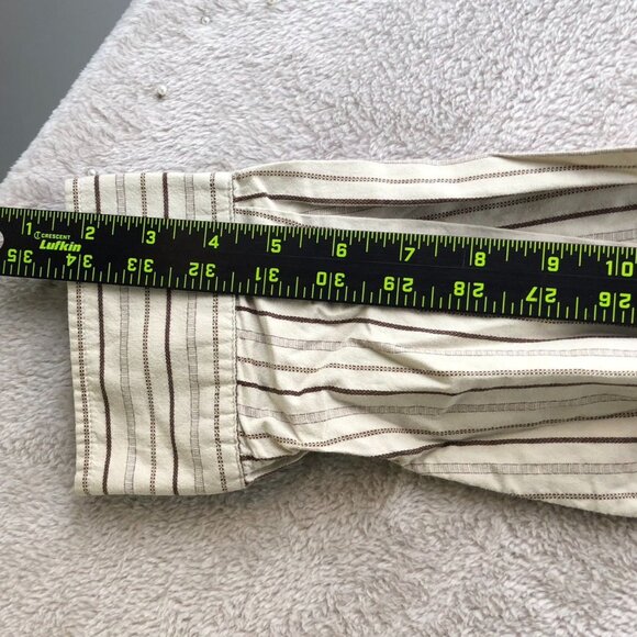 Dockers Mens Shirt Size XL Long Sleeve Pinstriped Button Up Casual Beige Retro - Picture 5 of 10